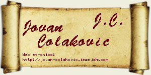 Jovan Čolaković vizit kartica